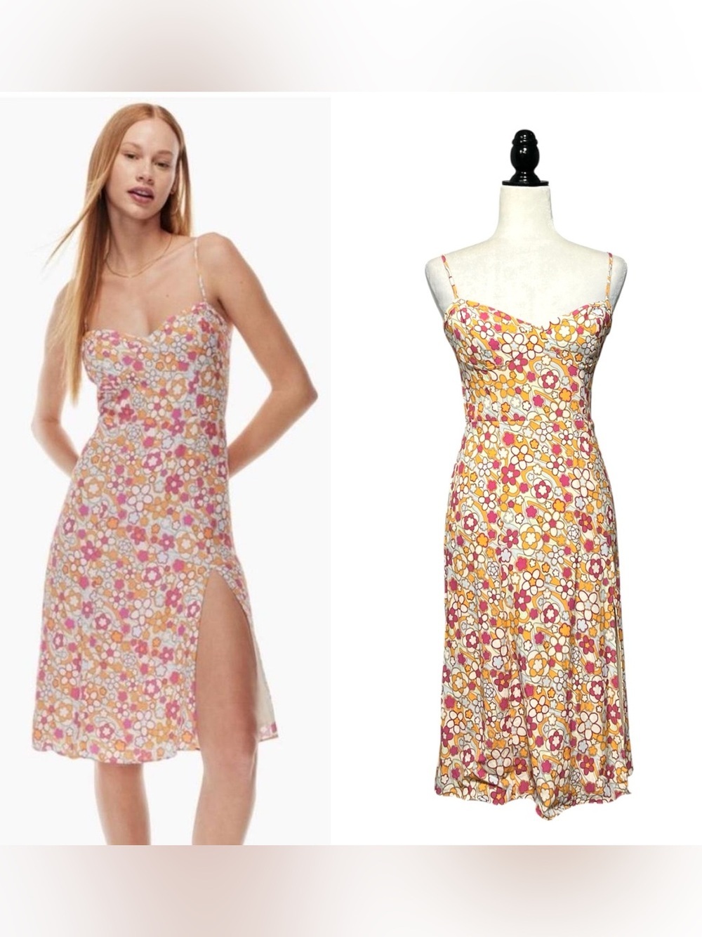 Aritzia SUNDEH Viola Floral Midi Dress with Slit